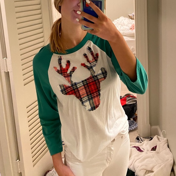 green flannel reindeer tee - Picture 3 of 3